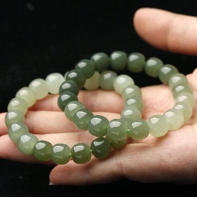 Wholesale Top Quality Gemstone A Grade Nephrite Jade Bangle 10mm Round Beads Bracelet Stone Bracelet Sheep Fat Jade Bracelet Female Style Hetian Nephrite Gemstone White Jade Bracelet Bangles