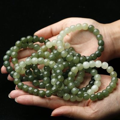 Wholesale Top Quality Gemstone A Grade Nephrite Jade Bangle 10mm Round Beads Bracelet Stone Bracelet Sheep Fat Jade Bracelet Female Style Hetian Nephrite Gemstone White Jade Bracelet Bangles