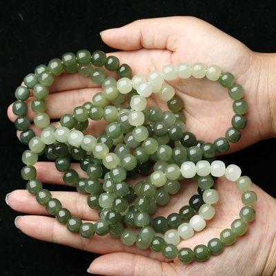 Wholesale Top Quality Gemstone A Grade Nephrite Jade Bangle 10mm Round Beads Bracelet Stone Bracelet Sheep Fat Jade Bracelet Female Style Hetian Nephrite Gemstone White Jade Bracelet Bangles