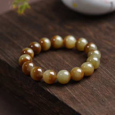 Wholesale Top Quality Gemstone A Grade Nephrite Jade Bangle 10mm Round Beads Bracelet Stone Bracelet Sheep Fat Jade Bracelet Female Style Hetian Nephrite Gemstone White Jade Bracelet Bangles