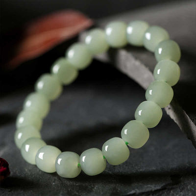 Hotan Jade Leaf Bracelet Natural 2-Layer Green Nephrite Jade Bracelet For Women Round Bead Design With Zircon Leaf Charm Bracelet,Lucky Jade Bracelet Ladies Jewelry