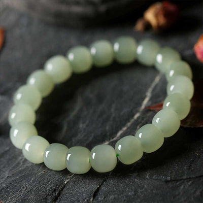 Hotan Jade Leaf Bracelet Natural 2-Layer Green Nephrite Jade Bracelet For Women Round Bead Design With Zircon Leaf Charm Bracelet,Lucky Jade Bracelet Ladies Jewelry
