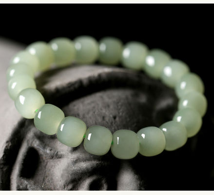 Hotan Jade Leaf Bracelet Natural 2-Layer Green Nephrite Jade Bracelet For Women Round Bead Design With Zircon Leaf Charm Bracelet,Lucky Jade Bracelet Ladies Jewelry