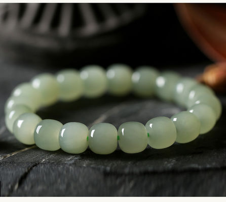 Hotan Jade Leaf Bracelet Natural 2-Layer Green Nephrite Jade Bracelet For Women Round Bead Design With Zircon Leaf Charm Bracelet,Lucky Jade Bracelet Ladies Jewelry