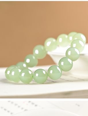 Hotan Jade Leaf Bracelet Natural 2-Layer Green Nephrite Jade Bracelet For Women Round Bead Design With Zircon Leaf Charm Bracelet,Lucky Jade Bracelet Ladies Jewelry