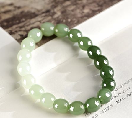Lucky Feng Shui Bracelet Natural Jade Bracelet Hetian Jade Barrel Beads Nephrite Jade Bracelet with Safety Button Interlocking Hetian Jade Bracelet Women's Design Peace Buckle Jade Bracelet