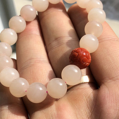 Natural Round Stone Bead Bracelet Magnolia Hetian Jade Nephrite Bracelet Men And Women'S Crystal Bracelet Factory Direct Sales