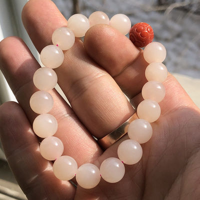 Natural Round Stone Bead Bracelet Magnolia Hetian Jade Nephrite Bracelet Men And Women'S Crystal Bracelet Factory Direct Sales