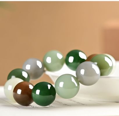 Natural Hotan Jade Beaded Nephrite Bracelet for Men Women Jewelry Factory Wholesale Hot Selling Polished Nephrite Bracelet Fashion Accessory