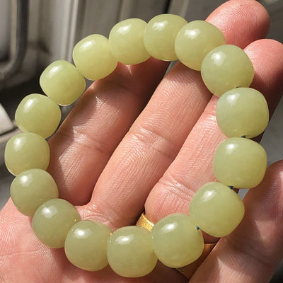 Natural Hotan Jade Beaded Nephrite Bracelet for Men Women Jewelry Factory Wholesale Hot Selling Polished Nephrite Bracelet Fashion Accessory