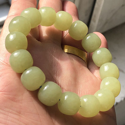 Natural Hotan Jade Beaded Nephrite Bracelet for Men Women Jewelry Factory Wholesale Hot Selling Polished Nephrite Bracelet Fashion Accessory