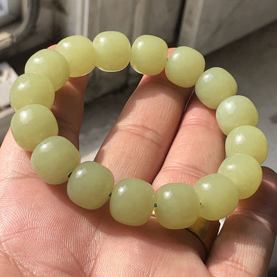 Natural Hotan Jade Beaded Nephrite Bracelet for Men Women Jewelry Factory Wholesale Hot Selling Polished Nephrite Bracelet Fashion Accessory