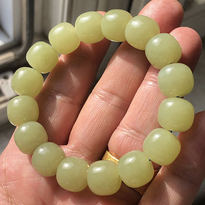 Natural Hotan Jade Beaded Nephrite Bracelet for Men Women Jewelry Factory Wholesale Hot Selling Polished Nephrite Bracelet Fashion Accessory