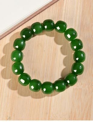Natural Nephrite Beaded Bracelets Milk White Hetian Jade Healing Reiki Bracelet For Couple Birthday Gift Natural Gem Semi Precious Reiki Healing Crystals Handmade Round Beads Stretch Brace
