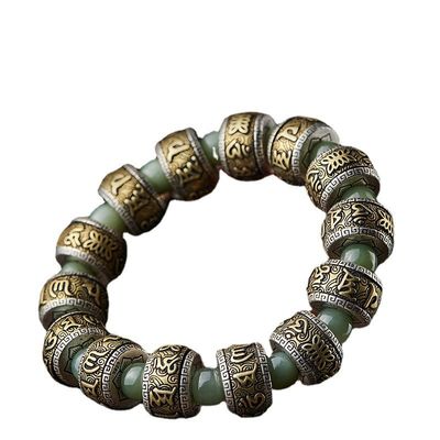 Jade Bracelet Stretch Elastic Cord Pulserase Jewelry Bracelets For Women Men Gift Nephrite Fashion Tennis Bracelet Hand-Carved for Style and Elegance