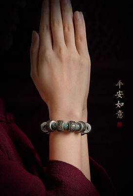 Jade Bracelet Stretch Elastic Cord Pulserase Jewelry Bracelets For Women Men Gift Nephrite Fashion Tennis Bracelet Hand-Carved for Style and Elegance