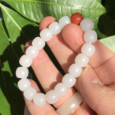 Jade (Nephritis) Bracelet With 8 And 10 Mm Round Beads, Jade Bracelet Genuine Hetian Jade Bracelet Natural Gradient Color Nephrite Hetian Jade Beaded Bracelet for Women and Men