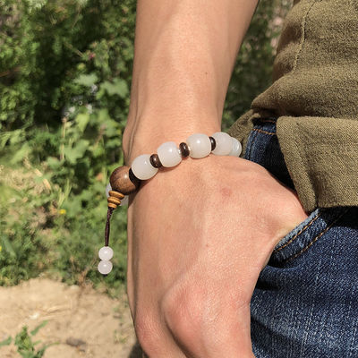 Jade (Nephritis) Bracelet With 8 And 10 Mm Round Beads, Jade Bracelet Genuine Hetian Jade Bracelet Natural Gradient Color Nephrite Hetian Jade Beaded Bracelet for Women and Men