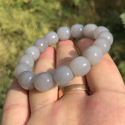 Natural Quartzite Jade White Jade Nephrite Jade Bucket Bead Pumpkin Charm Adjustable Couple Friend Bracelets For Women Men
