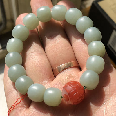 Natural Quartzite Jade White Jade Nephrite Jade Bucket Bead Pumpkin Charm Adjustable Couple Friend Bracelets For Women Men