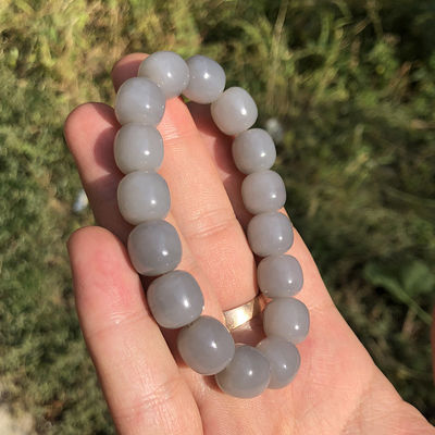 Natural Quartzite Jade White Jade Nephrite Jade Bucket Bead Pumpkin Charm Adjustable Couple Friend Bracelets For Women Men