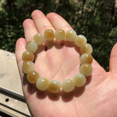 Natural Quartzite Jade White Jade Nephrite Jade Bucket Bead Pumpkin Charm Adjustable Couple Friend Bracelets For Women Men