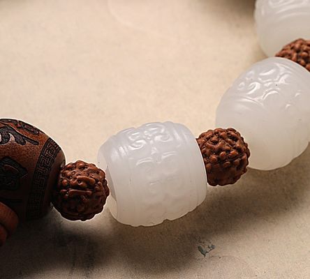Genuine Jade Bracelet Natural Gradient Color Nephrite Jade Beaded Bracelet Nephrite Jade Bangle Natural Green Stone Bracelet Carve for Women and Men