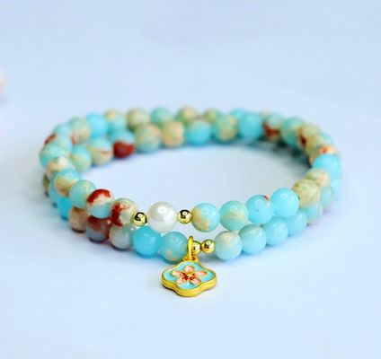 Fengshui Natural Koreite Shoushan Stone Beads Bracelet Fashionable Healing Reiki Gemstone Stretch Bracelet Geometric Agate Trendy Style