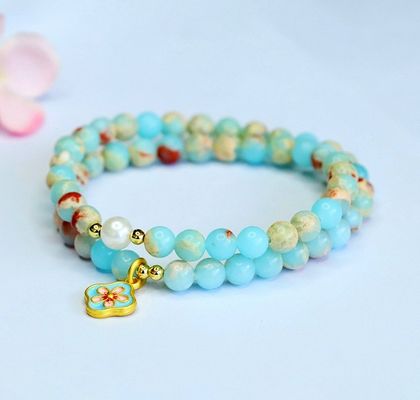 Fengshui Natural Koreite Shoushan Stone Beads Bracelet Fashionable Healing Reiki Gemstone Stretch Bracelet Geometric Agate Trendy Style