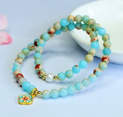 Fengshui Natural Koreite Shoushan Stone Beads Bracelet Fashionable Healing Reiki Gemstone Stretch Bracelet Geometric Agate Trendy Style