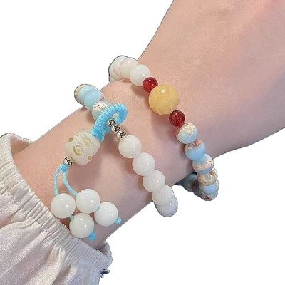 Summer Natural Shoushan Stone Party Accessory Gift Adjustable Gold Plating Flat Bracelet Fashion Handmade Jewelry Gifts For Her
