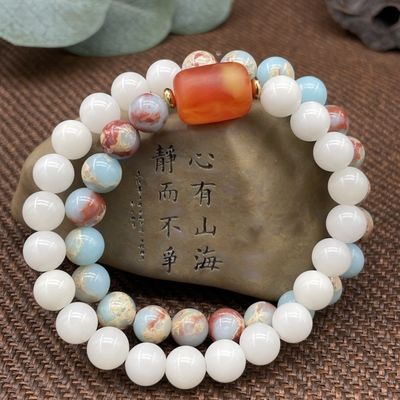 Summer Natural Shoushan Stone Bracelet For Women Beach Party Accessory Gift Adjustable Gold Plating Flat Bracelet