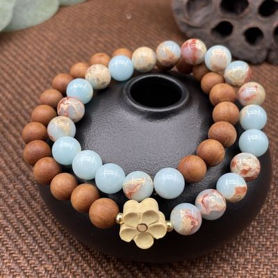 Summer Natural Shoushan Stone Bracelet For Women Beach Party Accessory Gift Adjustable Gold Plating Flat Bracelet