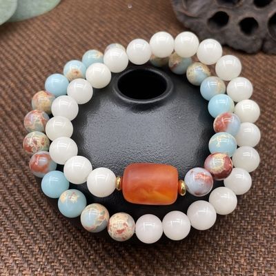 Summer Natural Shoushan Stone Bracelet For Women Beach Party Accessory Gift Adjustable Gold Plating Flat Bracelet