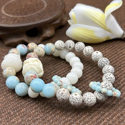 Summer Natural Shoushan Stone Bracelet For Women Beach Party Accessory Gift Adjustable Gold Plating Flat Bracelet
