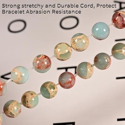 Mixed Gemstones Bead Double Protection Bracelet Set-Stone Round Beaded Stretchy Bracelets For Women Men
