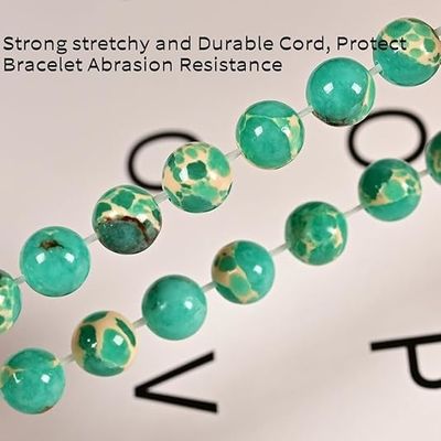 Mixed Gemstones Bead Double Protection Bracelet Set-Stone Round Beaded Stretchy Bracelets For Women Men