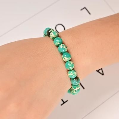 Mixed Gemstones Bead Double Protection Bracelet Set-Stone Round Beaded Stretchy Bracelets For Women Men