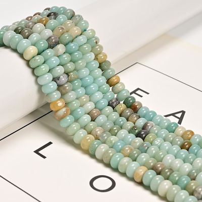 5x8mm Natural Real Light Blue Aqua Terra Jasper Stone Bead Smooth Rondelle Gemstone Beads For Jewelry Making Necklace Crafts Bracelets