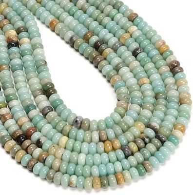 5x8mm Natural Real Light Blue Aqua Terra Jasper Stone Bead Smooth Rondelle Gemstone Beads For Jewelry Making Necklace Crafts Bracelets