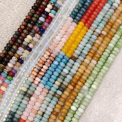 5x8mm Natural Real Light Blue Aqua Terra Jasper Stone Bead Smooth Rondelle Gemstone Beads For Jewelry Making Necklace Crafts Bracelets
