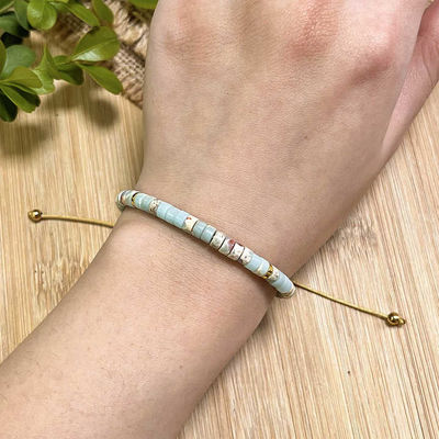 Dainty Shoushan Jasper Bracelet Minimalist Natural Stone Beads, Tibetan Bohemian Handmade Bracelet Bohemian 2*4mm Round Sediment Gemstone Healing Bracelet Gift Purple Imperial Jasper Stone