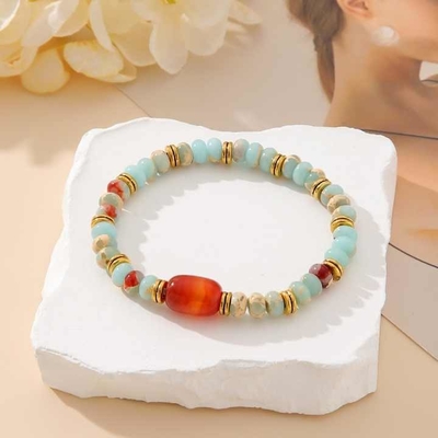 Europe And United States New Natural Red Agate Pearl Shoushan Stone Beaded Bracelet Female Jewelry Wholesale Bangles Type