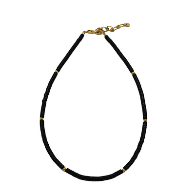 Natural Stone Women Shoushan Stone Multi Color Crystal Beads Bracelet Necklace Tiny Cylinder Natural Stone Necklace Stainless Steel Gold Beads Beaded Necklace for Women