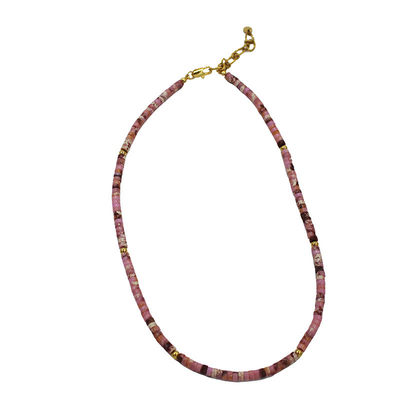 Natural Stone Women Shoushan Stone Multi Color Crystal Beads Bracelet Necklace Tiny Cylinder Natural Stone Necklace Stainless Steel Gold Beads Beaded Necklace for Women