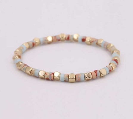 Natural Emperor Stone Beaded Wristband Vintage Gold Hand Woven Bracelet Adjustable Shoushan Stone Accessory Party Gift Hand-beaded Retro Synthetic Shoushan Stone Stone Bracelet