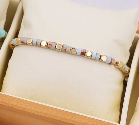 Natural Emperor Stone Beaded Wristband Vintage Gold Hand Woven Bracelet Adjustable Shoushan Stone Accessory Party Gift Hand-beaded Retro Synthetic Shoushan Stone Stone Bracelet