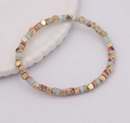 Natural Emperor Stone Beaded Wristband Vintage Gold Hand Woven Bracelet Adjustable Shoushan Stone Accessory Party Gift Hand-beaded Retro Synthetic Shoushan Stone Stone Bracelet