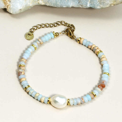 Wholesale Shoushan Natural Stone Beaded Necklace And Bracelet Women Gold Plated Stainless Steel Jewelry Sets Mixed Tower Beaded Fashion Jewelry Bracelet