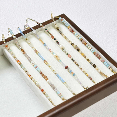 Wholesale Shoushan Natural Stone Beaded Necklace And Bracelet Women Gold Plated Stainless Steel Jewelry Sets Mixed Tower Beaded Fashion Jewelry Bracelet